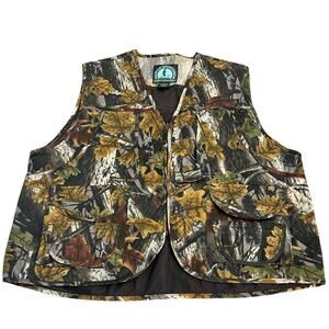 Master Sportsman Mens Hunting Camo Vest XL Zip Up Outdoor Pockets Leaf Print